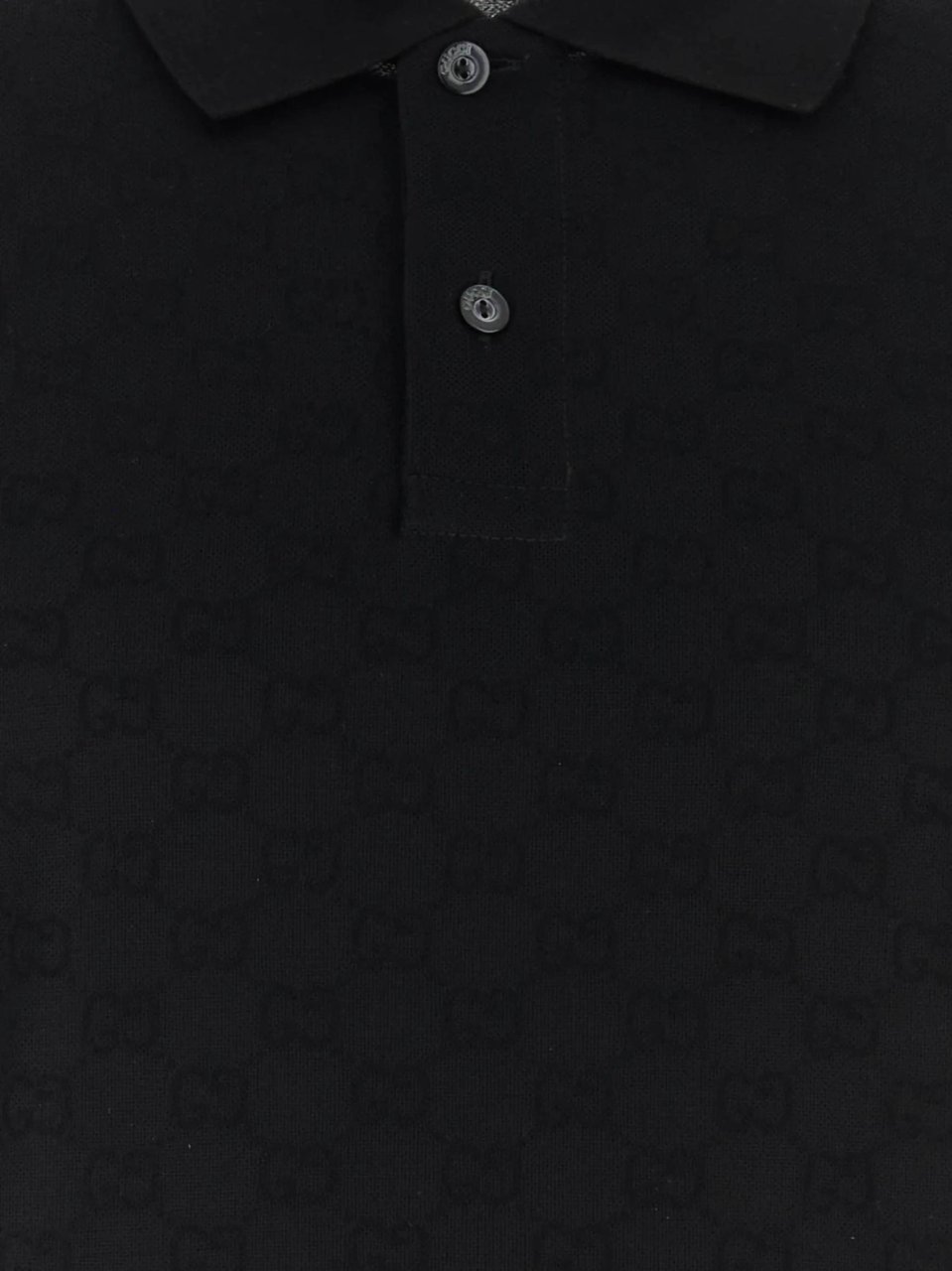 Gucci Black Polo Textured Shirt Zwart