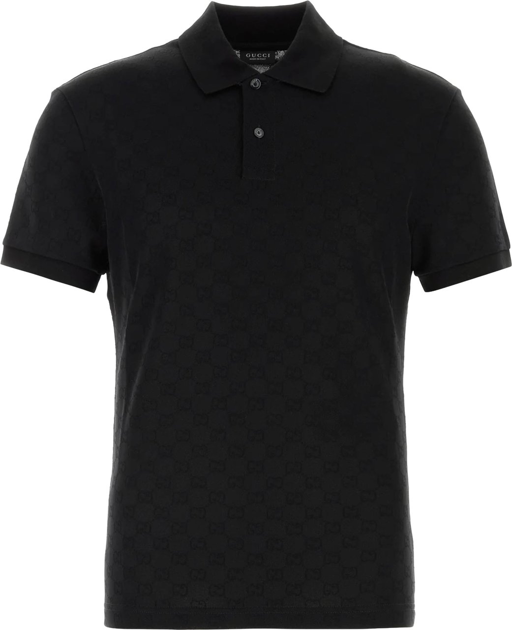 Gucci Black Polo Textured Shirt Zwart