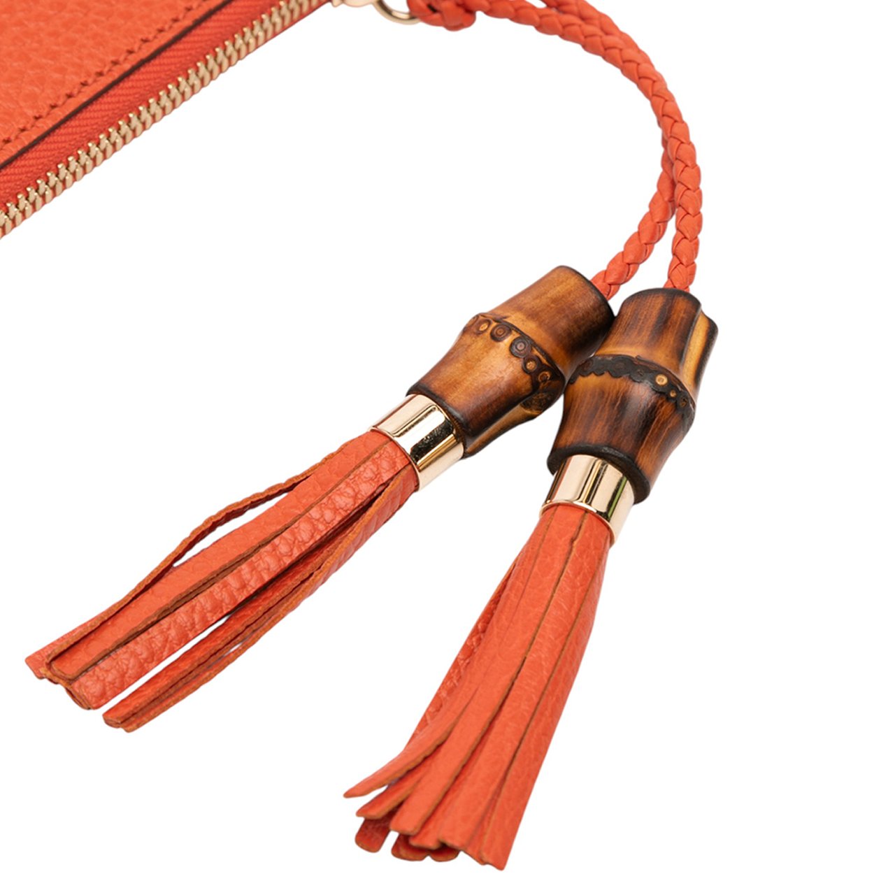 Gucci Calfskin Bamboo Clutch Oranje