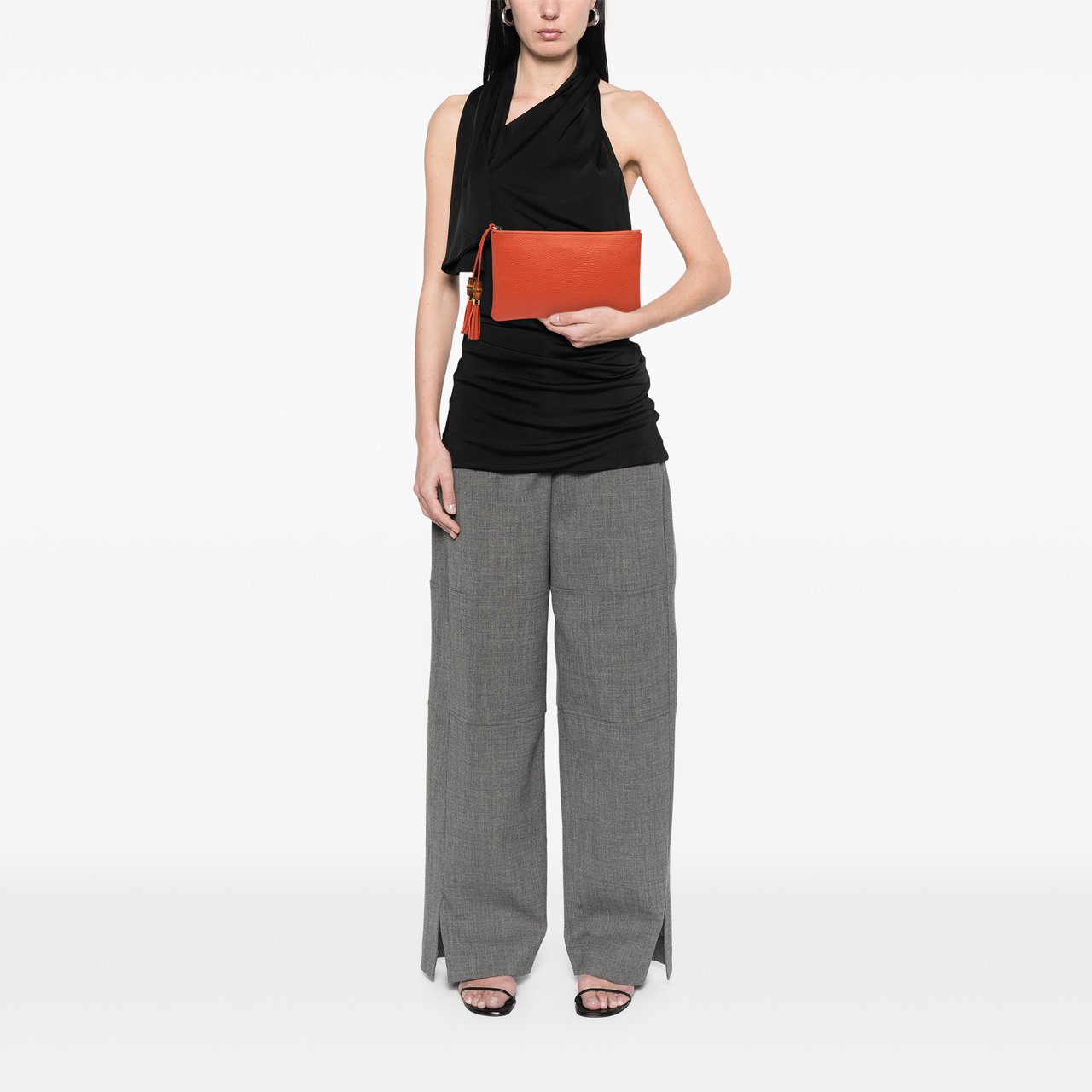 Gucci Calfskin Bamboo Clutch Oranje