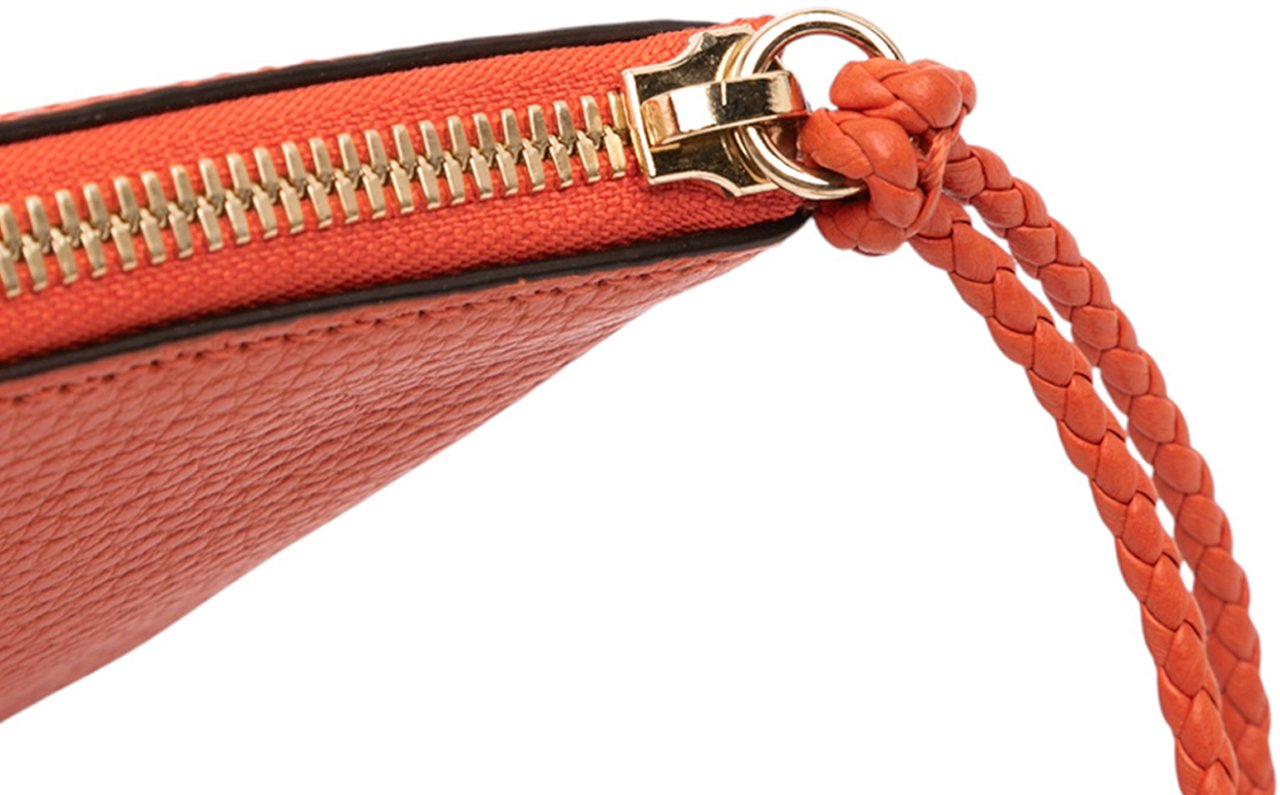 Gucci Calfskin Bamboo Clutch Oranje