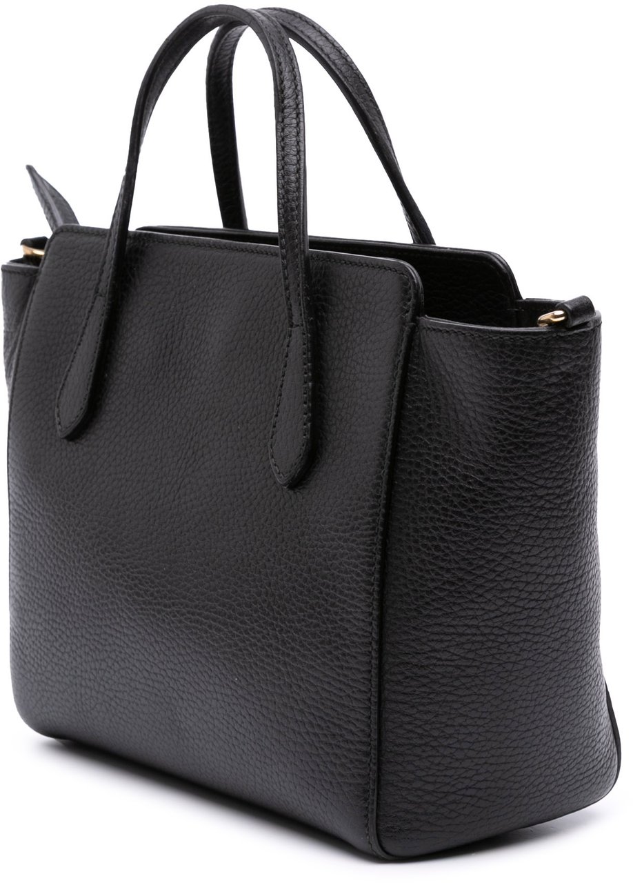Gucci Mini Leather Swing Satchel Zwart