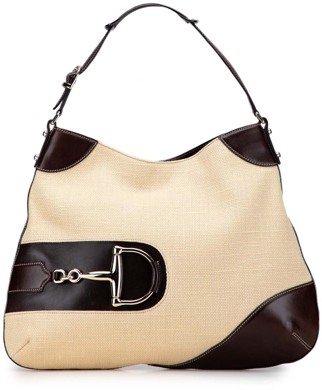 Gucci Raffia Hasler Hobo Bruin