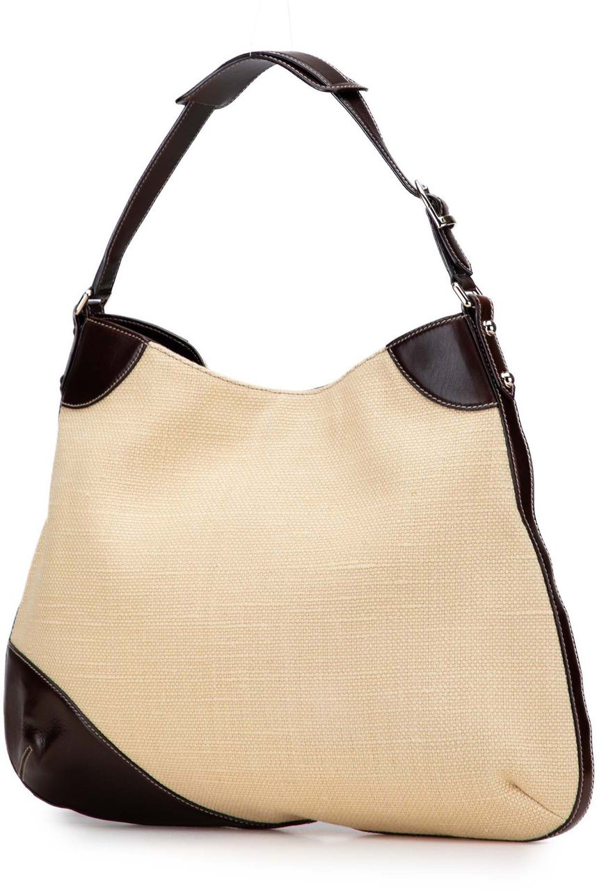Gucci Raffia Hasler Hobo Bruin
