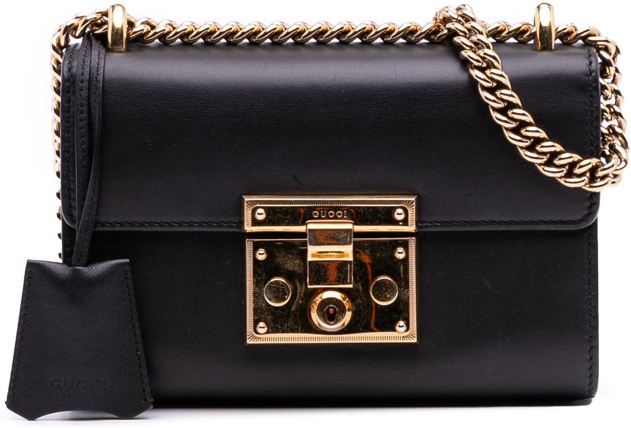 Gucci Small Leather Padlock Crossbody Zwart