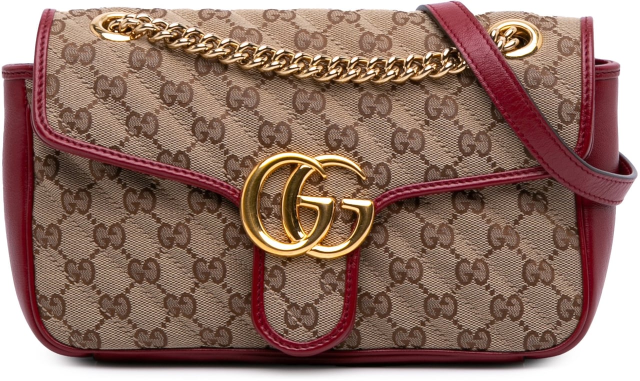 Gucci Medium GG Marmont Matelasse Diagonal Canvas and Leather Shoulder Bag Bruin