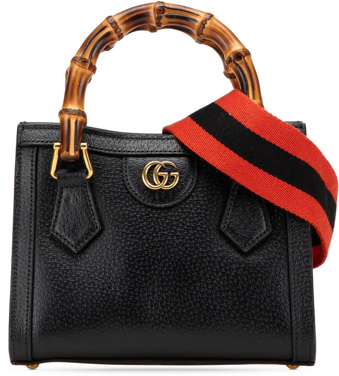 Gucci Small Calfskin Bamboo Diana Satchel Zwart