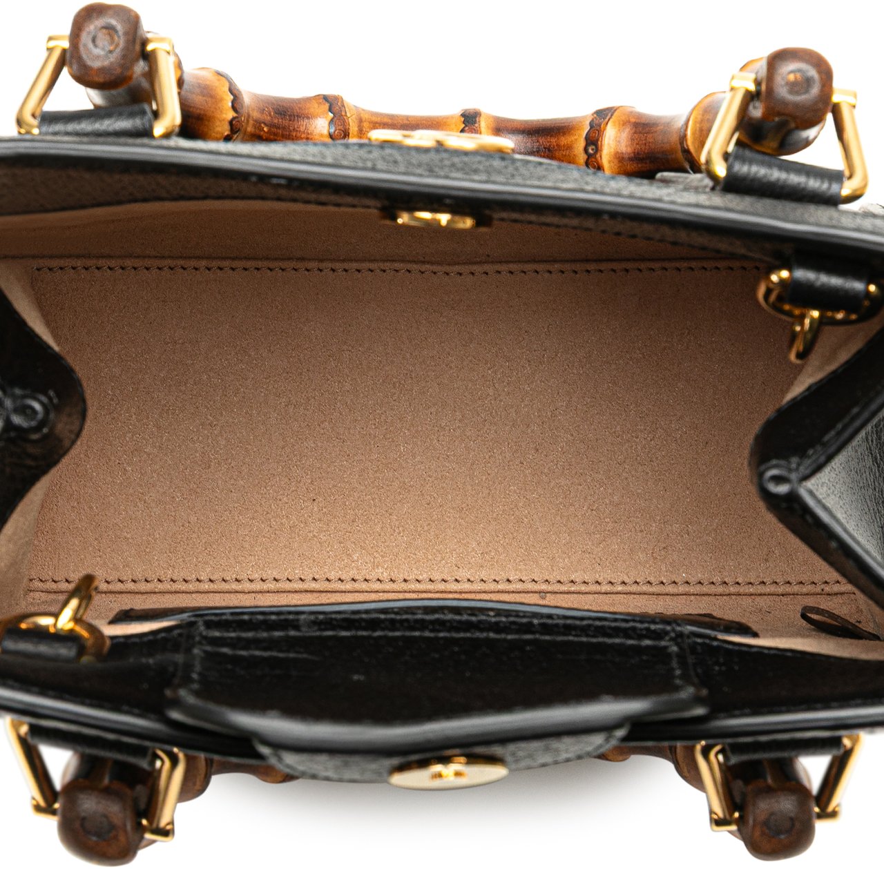 Gucci Small Calfskin Bamboo Diana Satchel Zwart