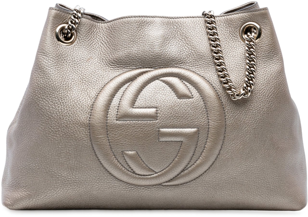 Gucci Medium Leather Soho Chain Tote Goud