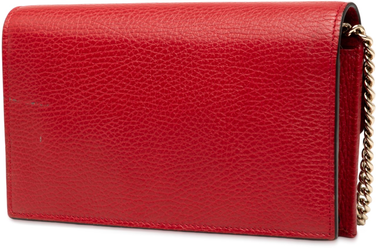 Gucci Leather Interlocking G Dollar Wallet on Chain Rood