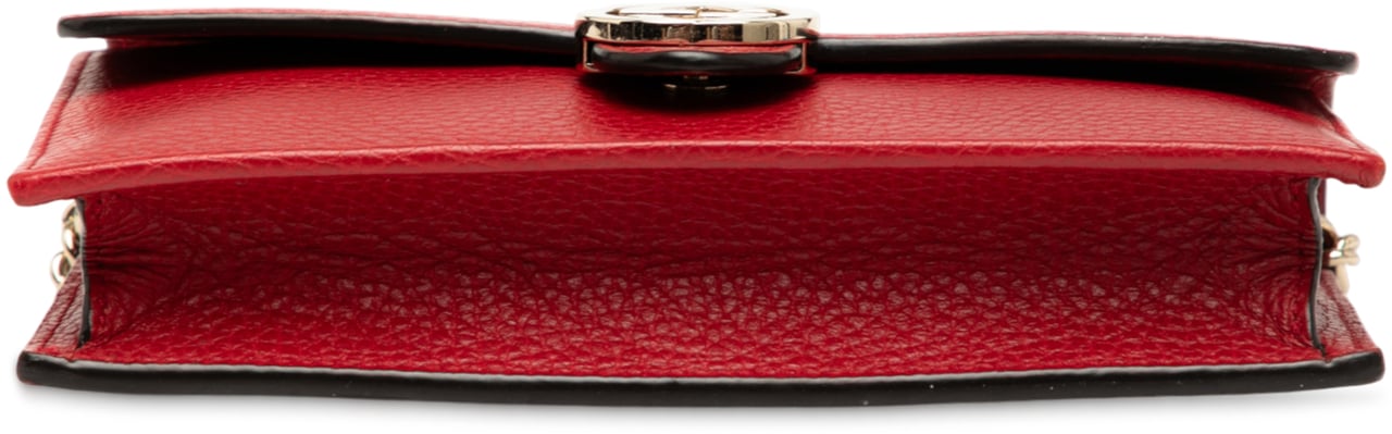Gucci Leather Interlocking G Dollar Wallet on Chain Rood