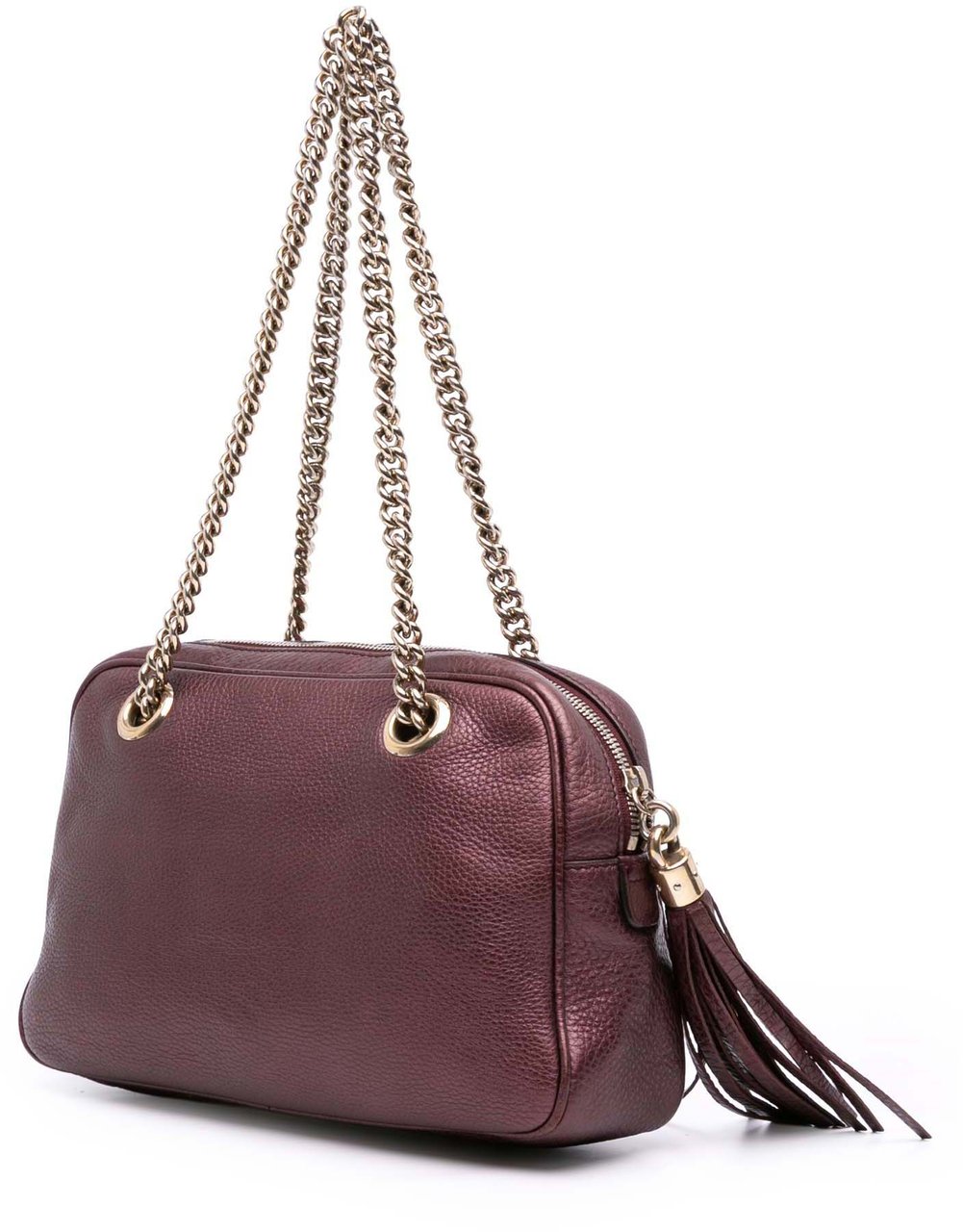 Gucci Metallic Leather Soho Chain Zip Shoulder Bag Rood