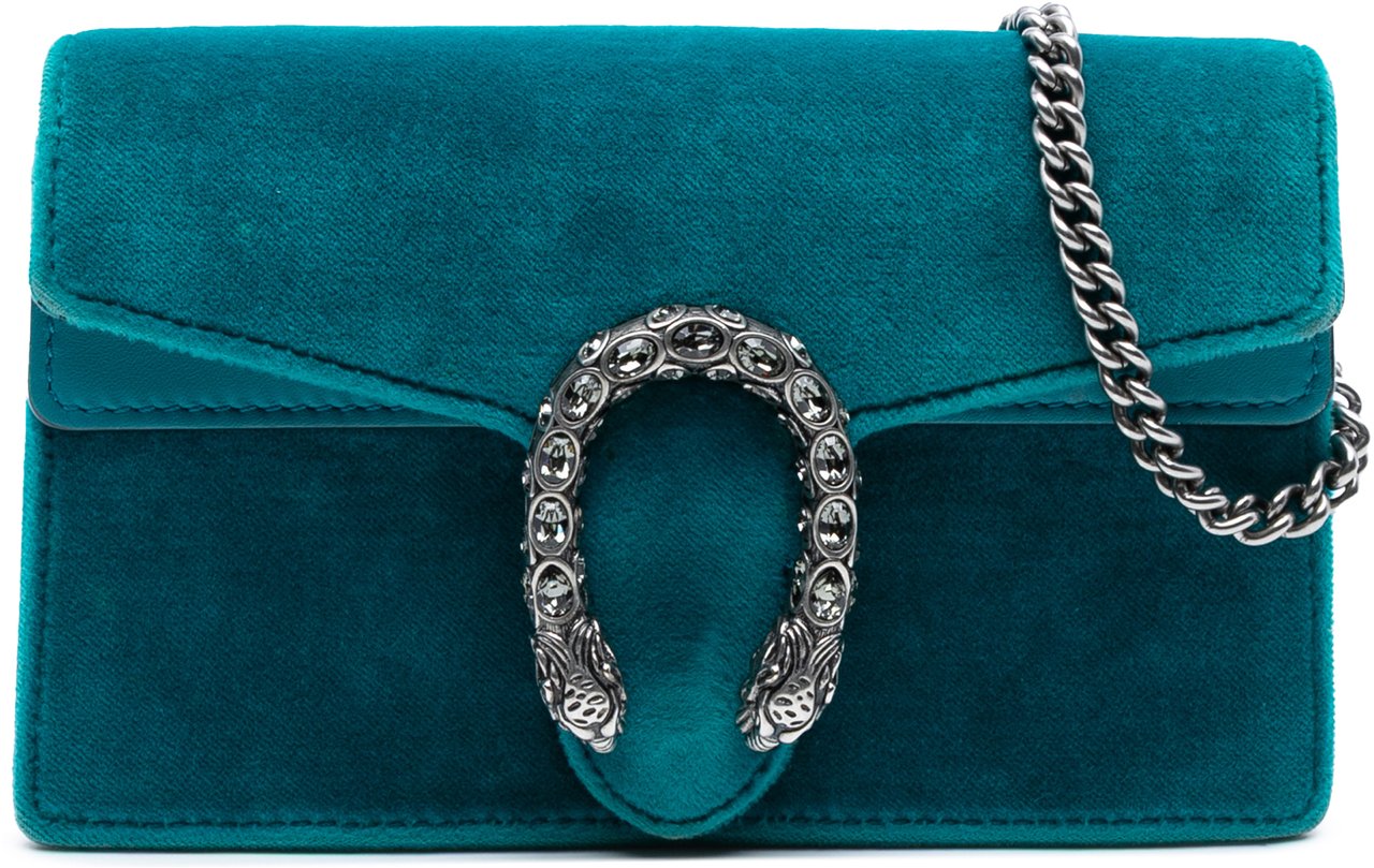 Gucci Mini Velvet Dionysus Crossbody Blauw
