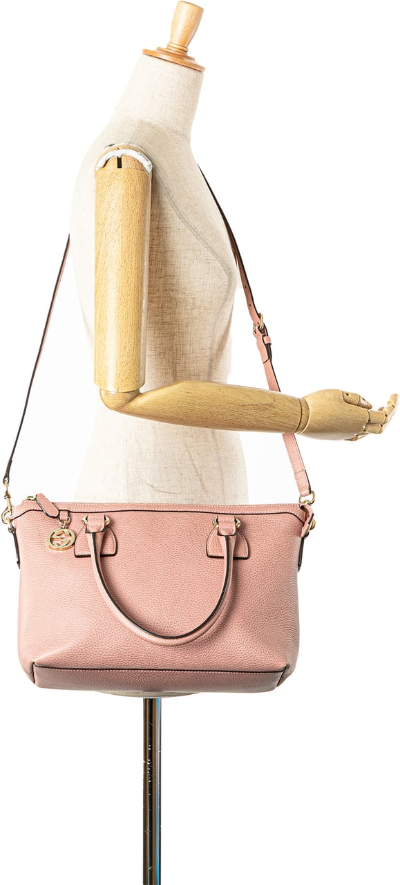 Gucci Dollar Calfskin GG Charm Satchel Roze