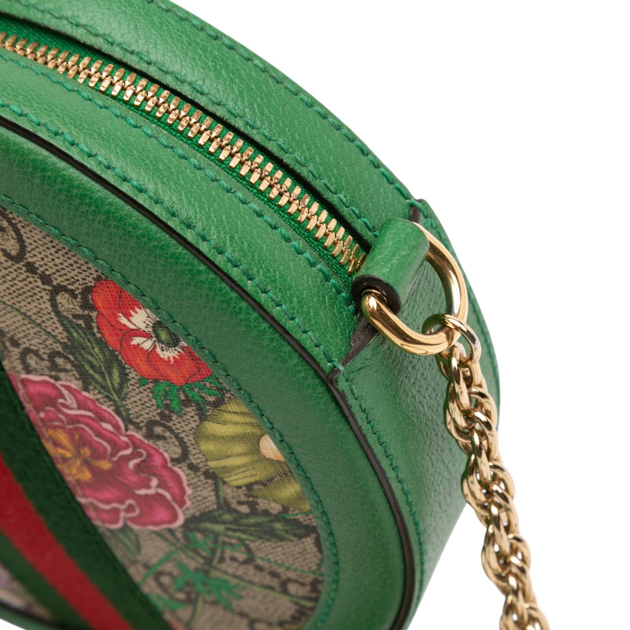 Gucci Mini GG Supreme Flora Ophidia Round Crossbody Bruin