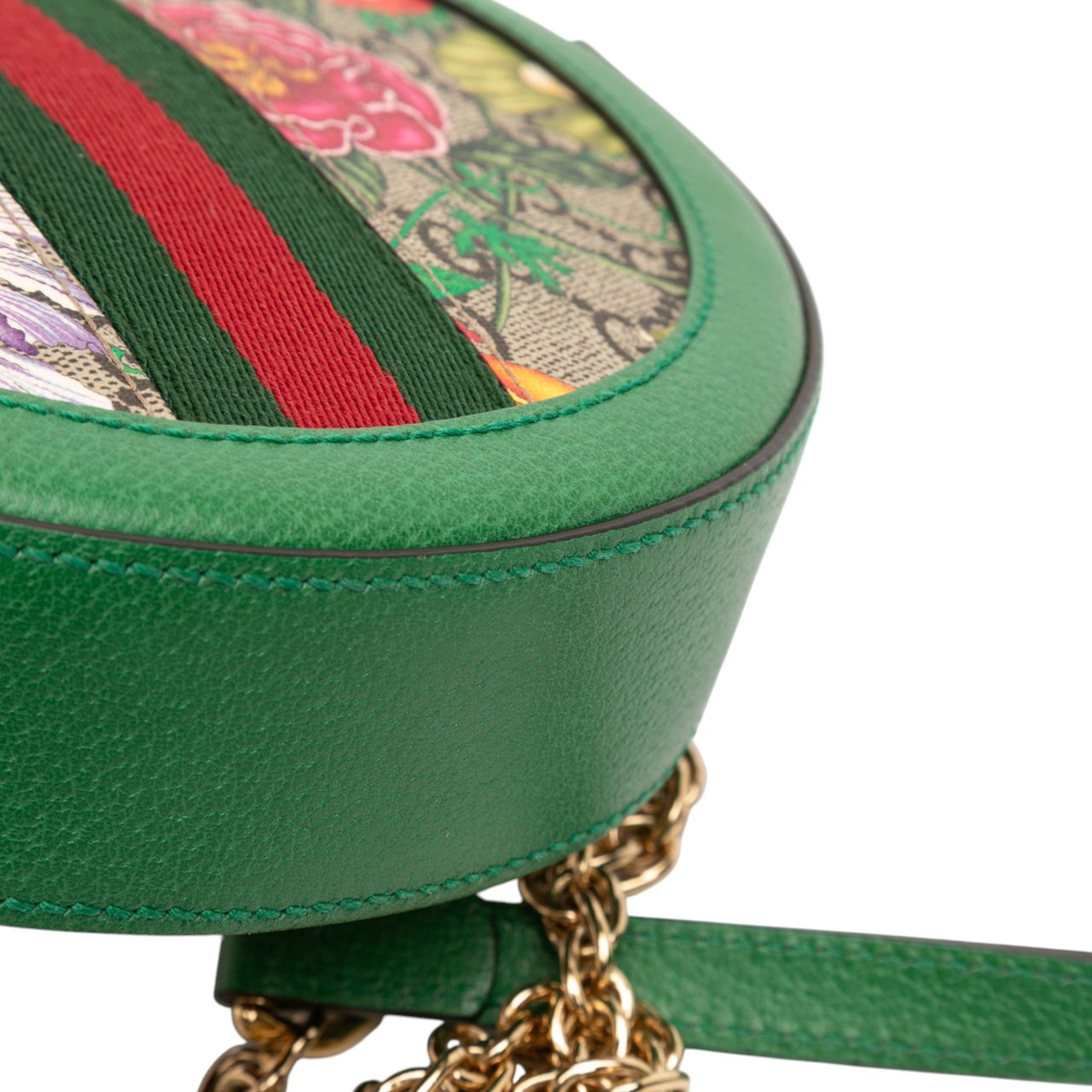 Gucci Mini GG Supreme Flora Ophidia Round Crossbody Bruin