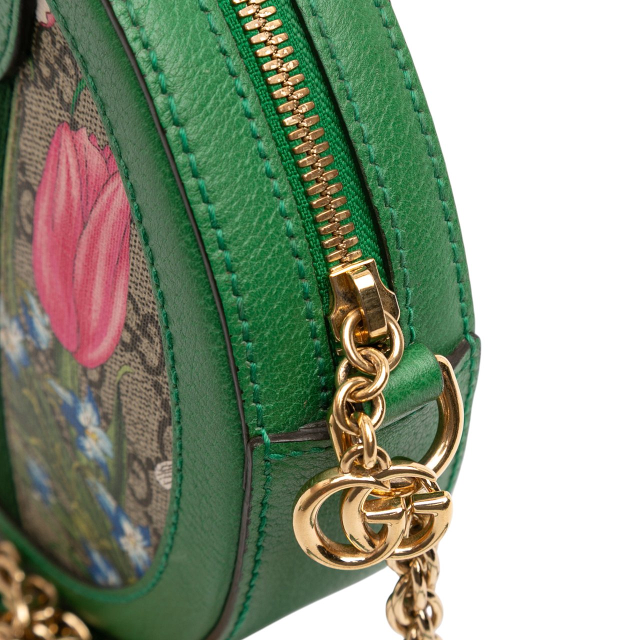 Gucci Mini GG Supreme Flora Ophidia Round Crossbody Bruin