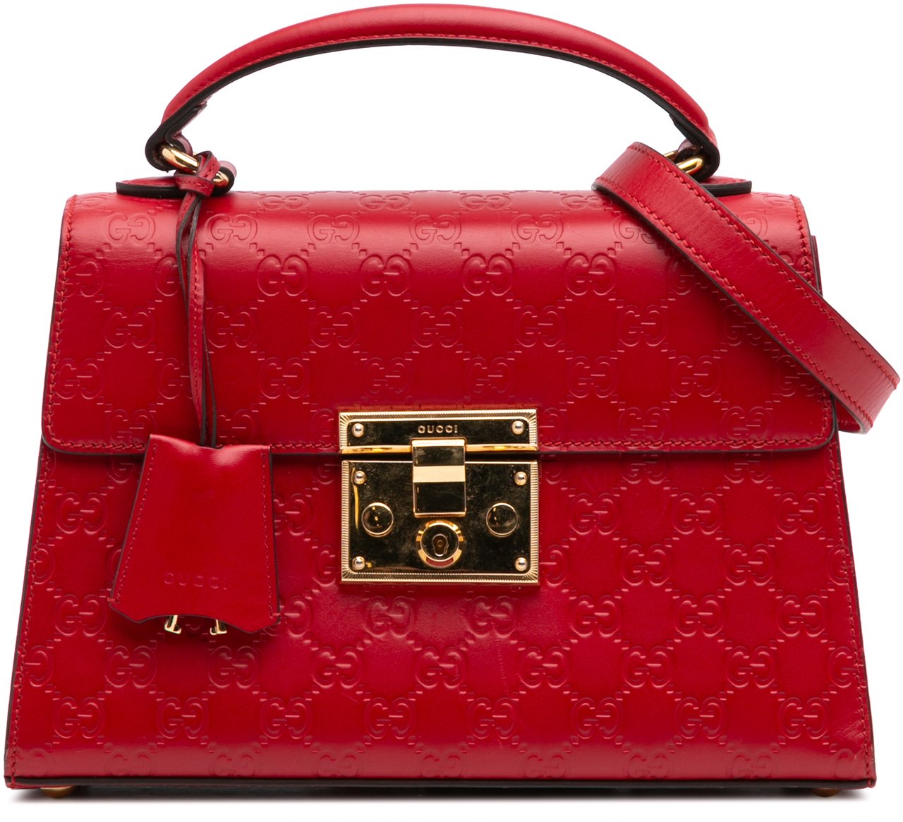 Gucci Small Guccissima Padlock Satchel Rood
