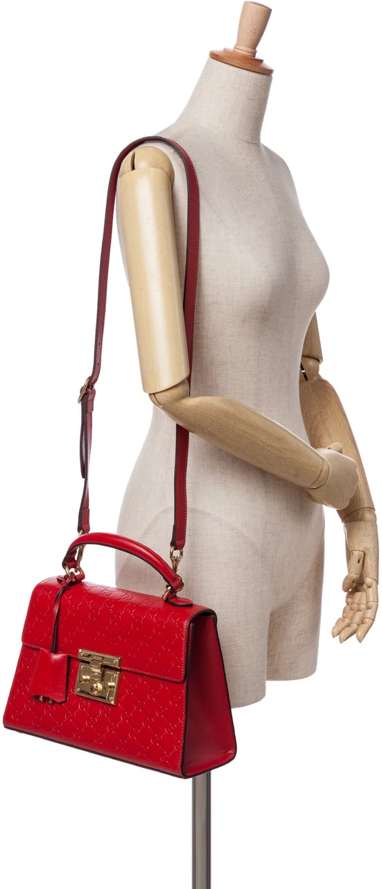 Gucci Small Guccissima Padlock Satchel Rood