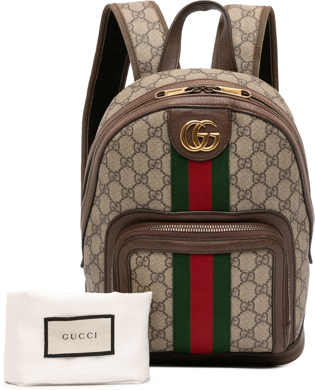 Gucci Small GG Supreme Ophidia Web Backpack Bruin