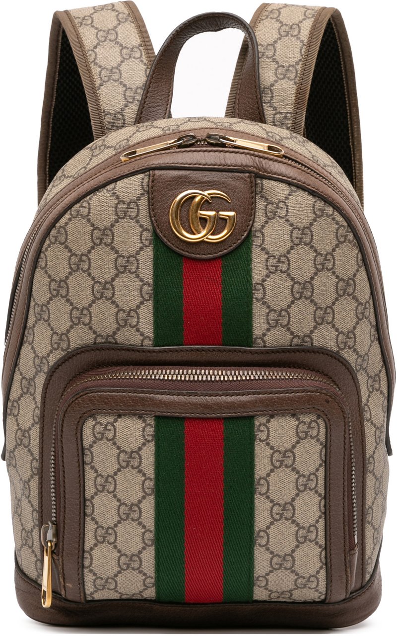 Gucci Small GG Supreme Ophidia Web Backpack Bruin