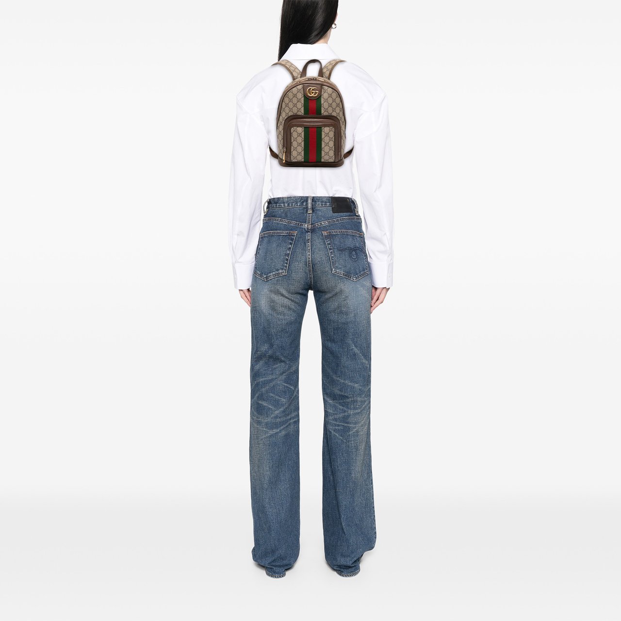 Gucci Small GG Supreme Ophidia Web Backpack Bruin