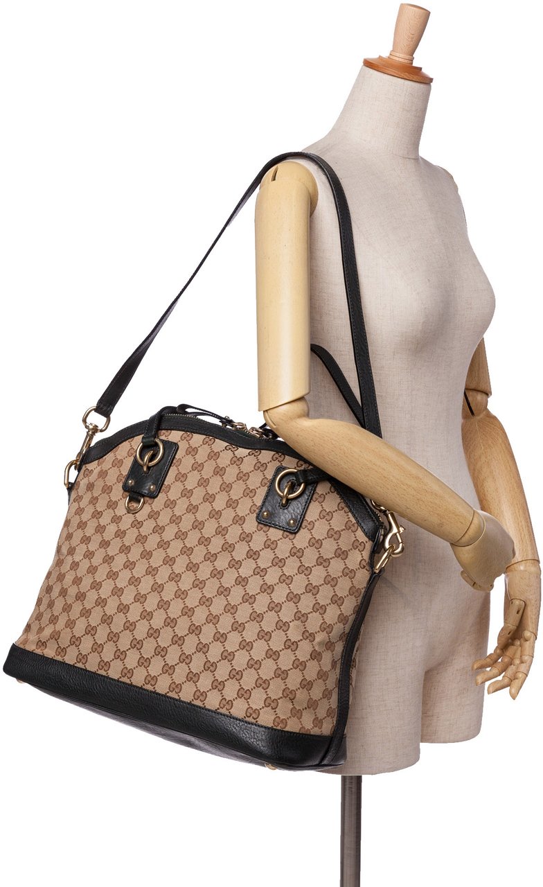 Gucci Large GG Canvas Charm Dome Satchel Bruin