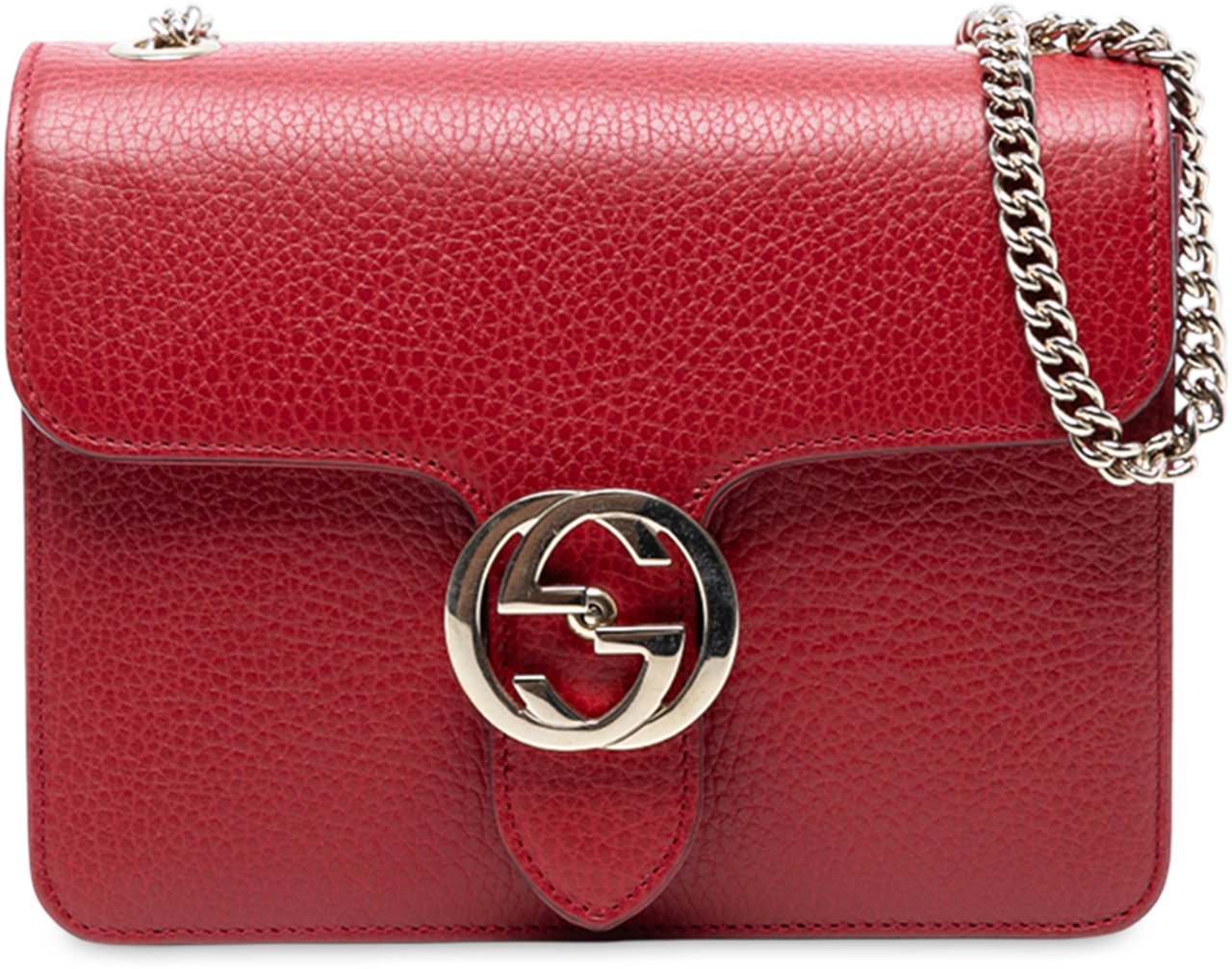Gucci Small Dollar Calfskin Interlocking G Crossbody Rood