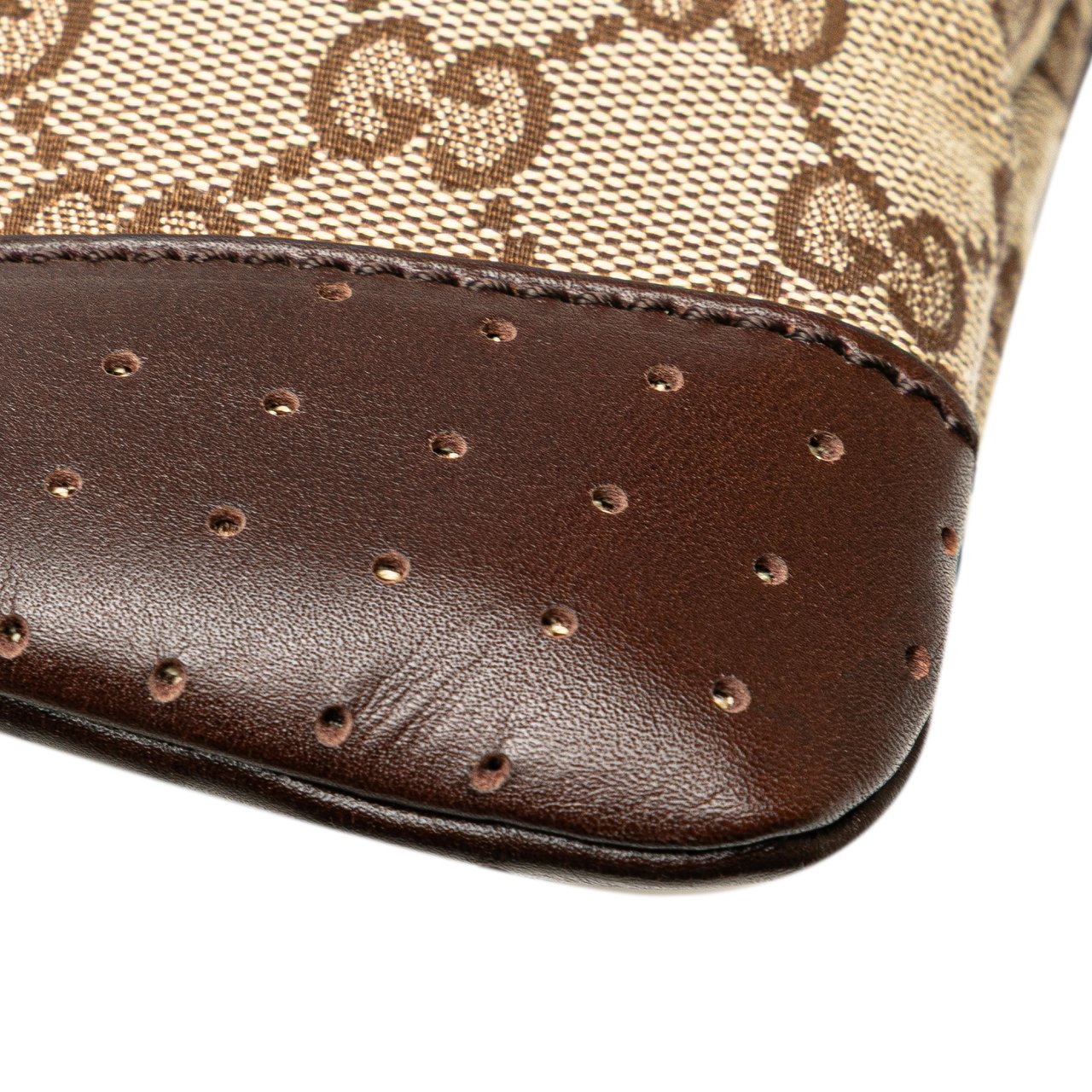 Gucci Small GG Canvas Perforated Crossbody Bruin