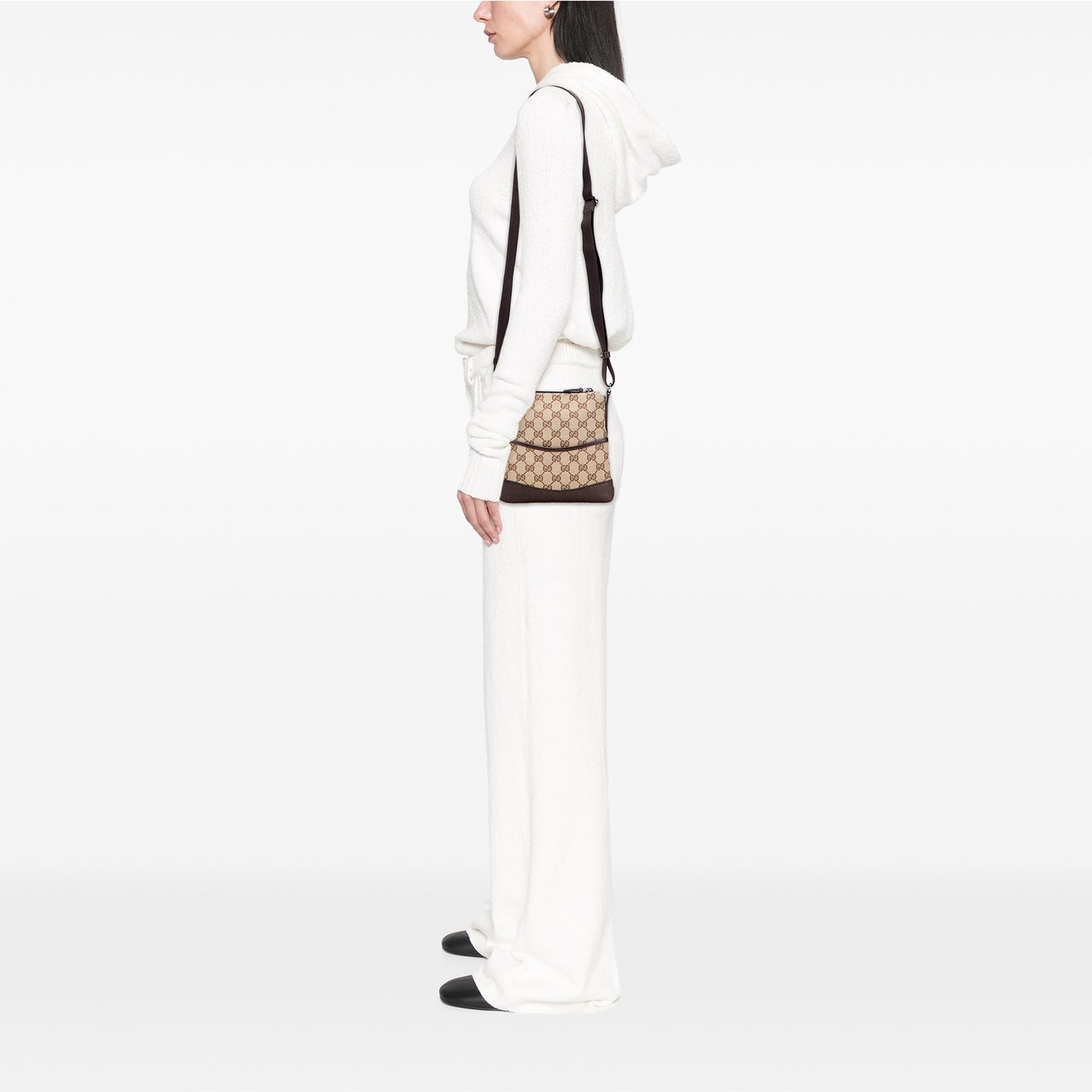Gucci Small GG Canvas Perforated Crossbody Bruin