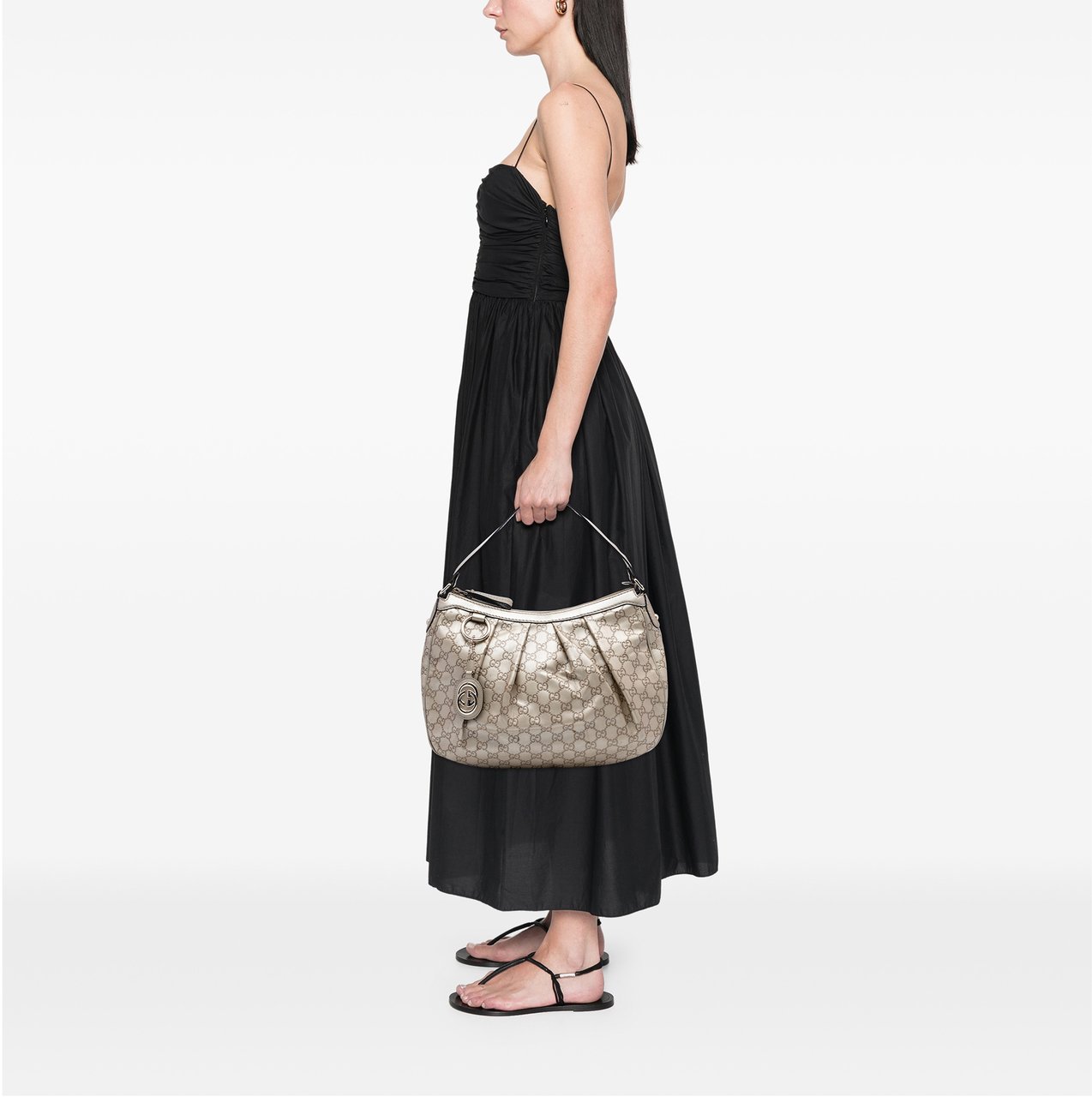 Gucci Metallic Guccissima Sukey Shoulder Bag Goud