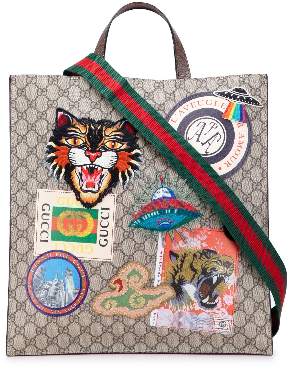 Gucci GG Supreme Night Courrier Vertical Satchel Bruin