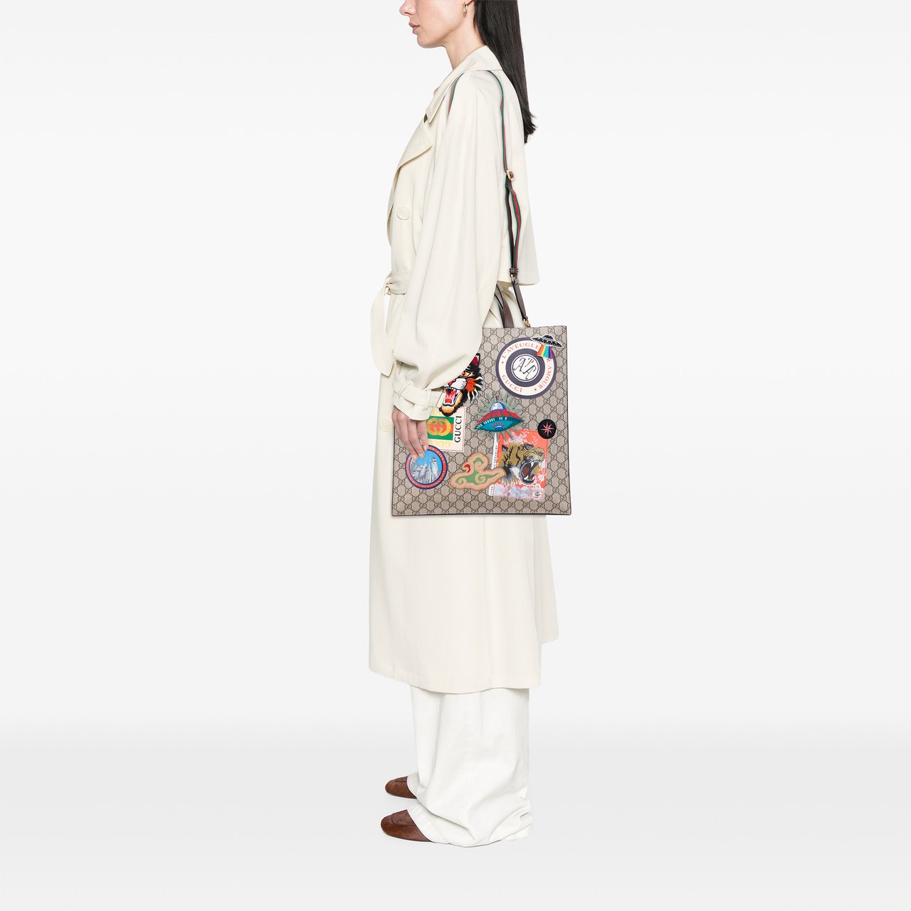 Gucci GG Supreme Night Courrier Vertical Satchel Bruin