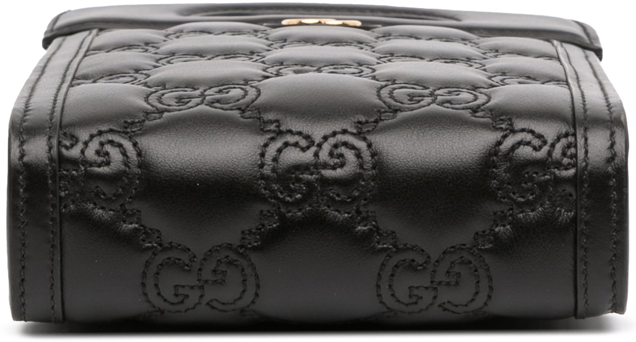 Gucci Mini GG Matelasse Leather Cut Out Handle Satchel Zwart