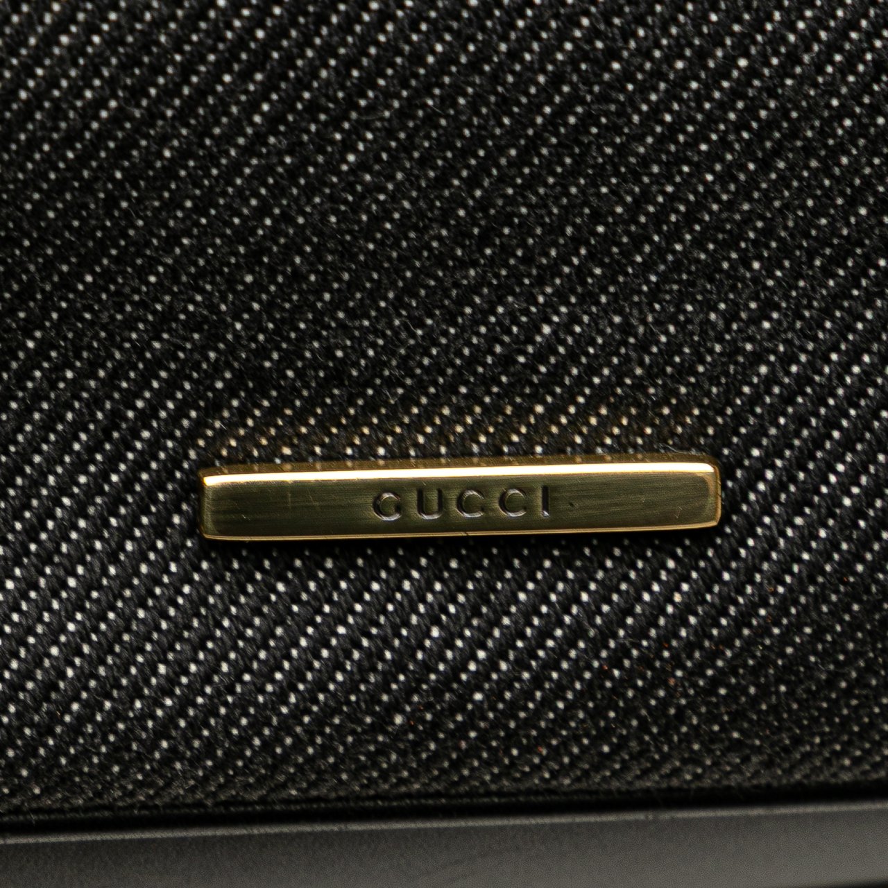 Gucci Denim Web Shoulder Bag Zwart