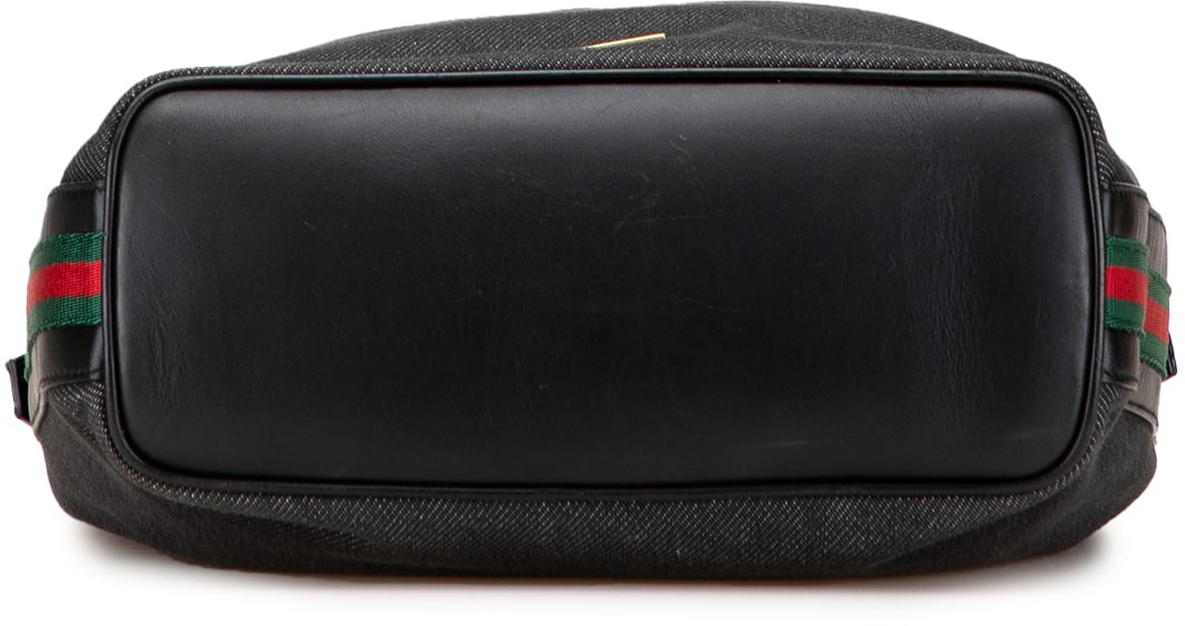 Gucci Denim Web Shoulder Bag Zwart