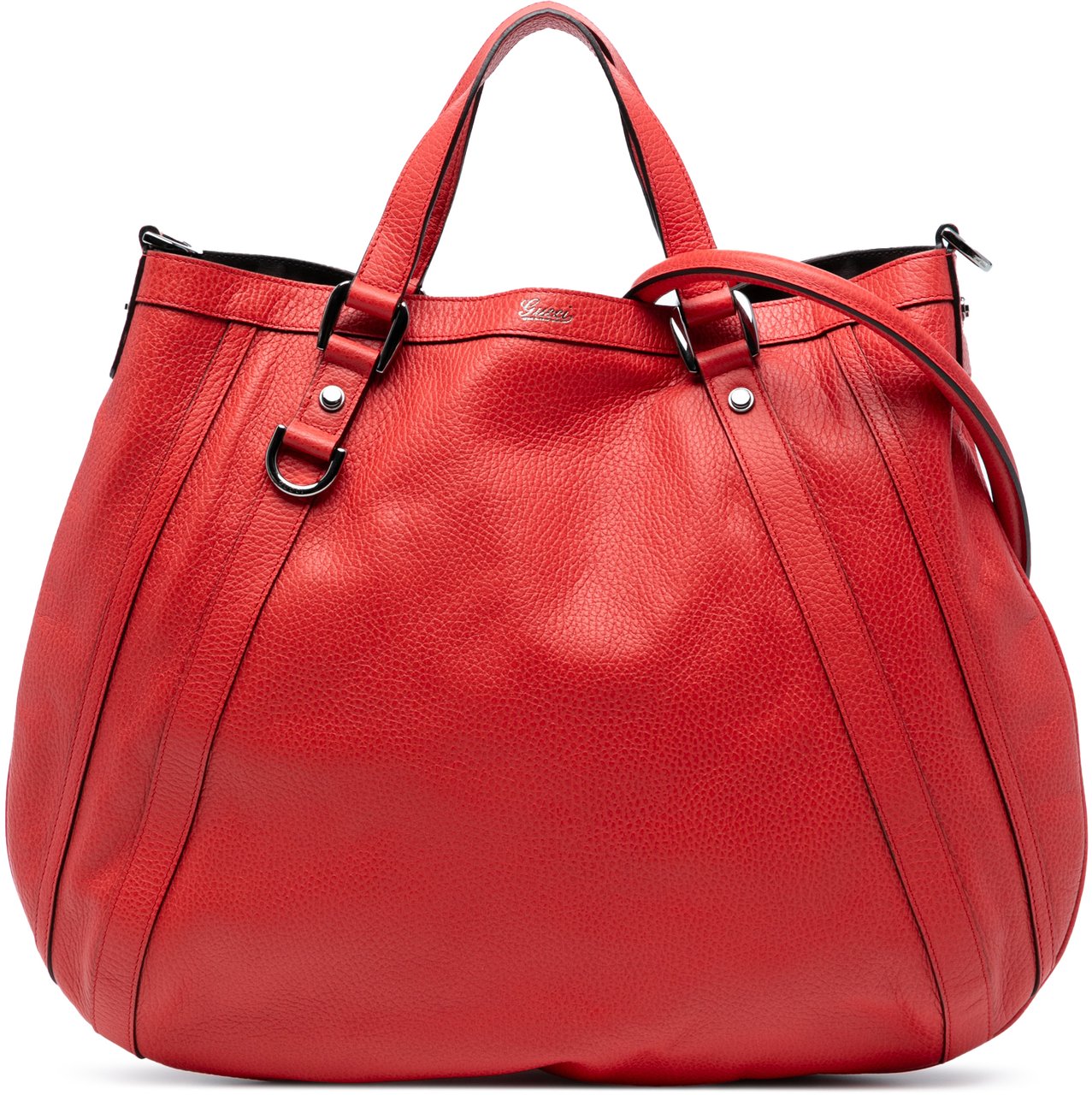 Gucci Leather Abbey D Ring Convertible Tote Rood