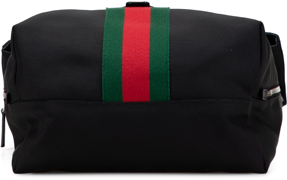 Gucci Canvas Techno Web Fold Over Backpack Zwart