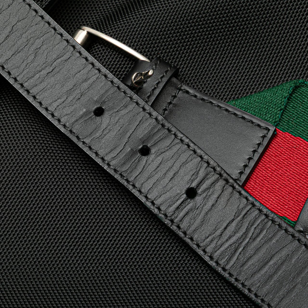 Gucci Canvas Techno Web Fold Over Backpack Zwart