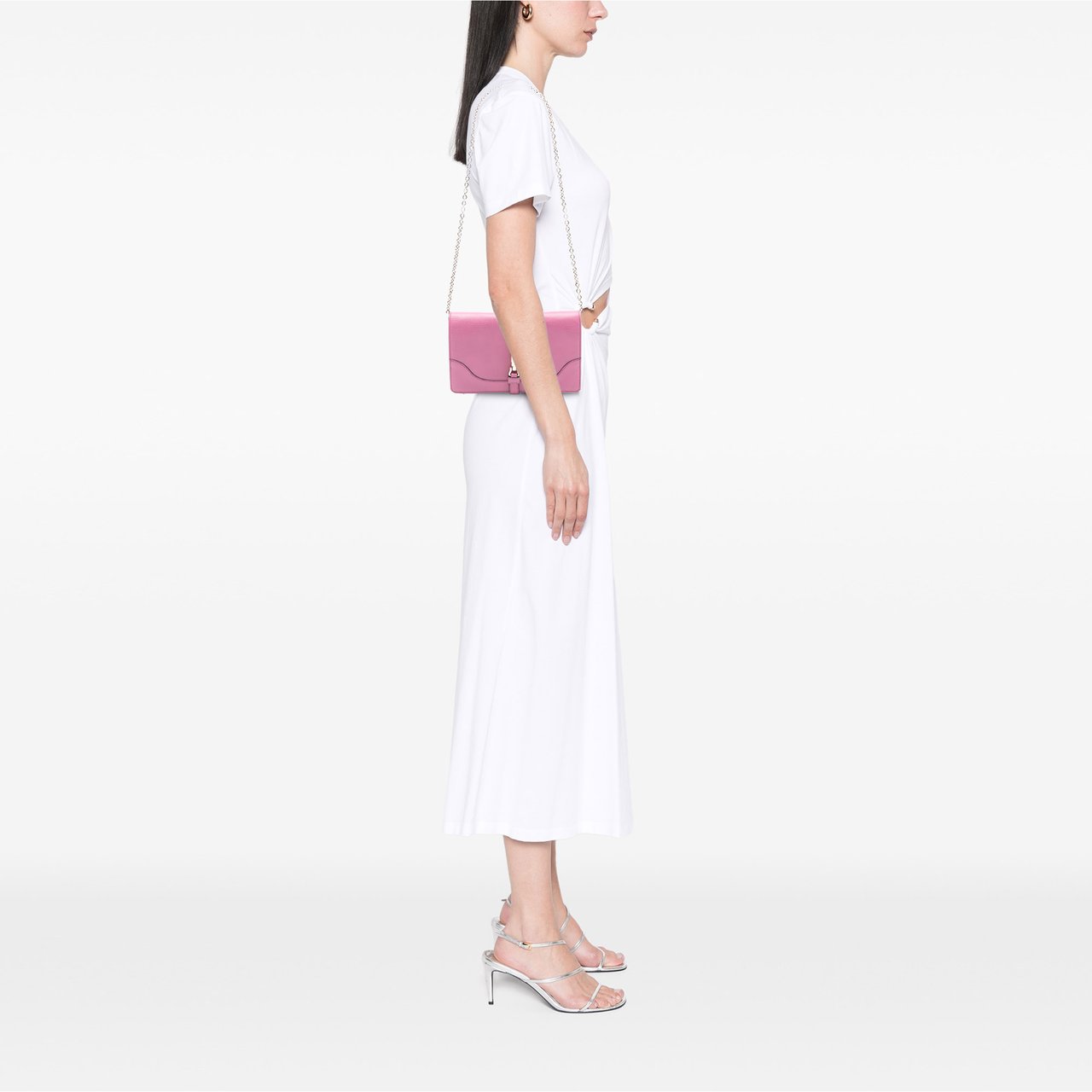 Gucci Pebbled Calfskin Piston Broadway Evening Bag Roze