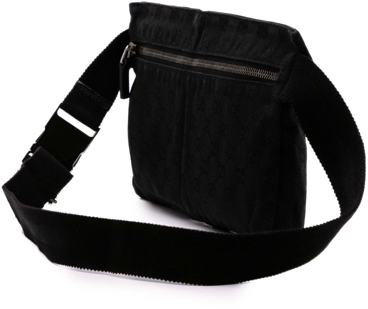 Gucci GG Canvas Double Pocket Belt Bag Zwart