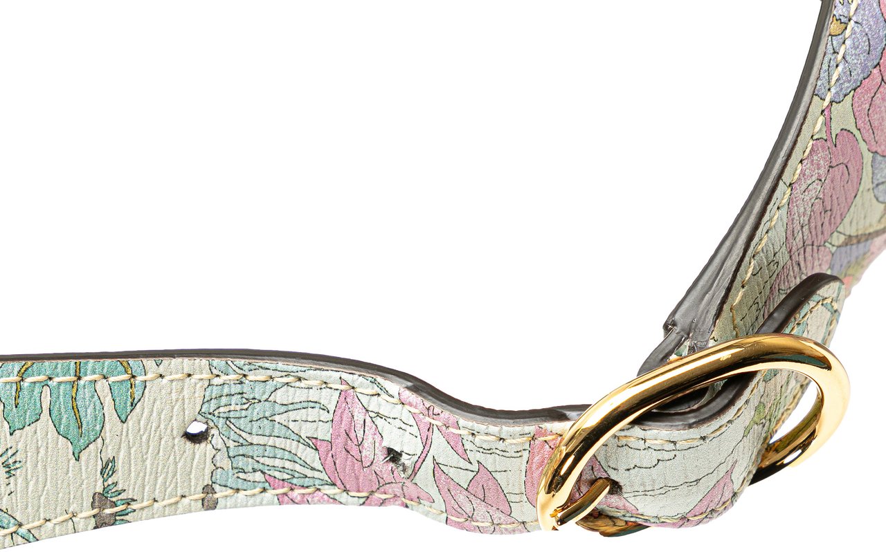 Gucci Yuko Higuchi Small Calfskin  Floral Print Jackie 1961 Wit