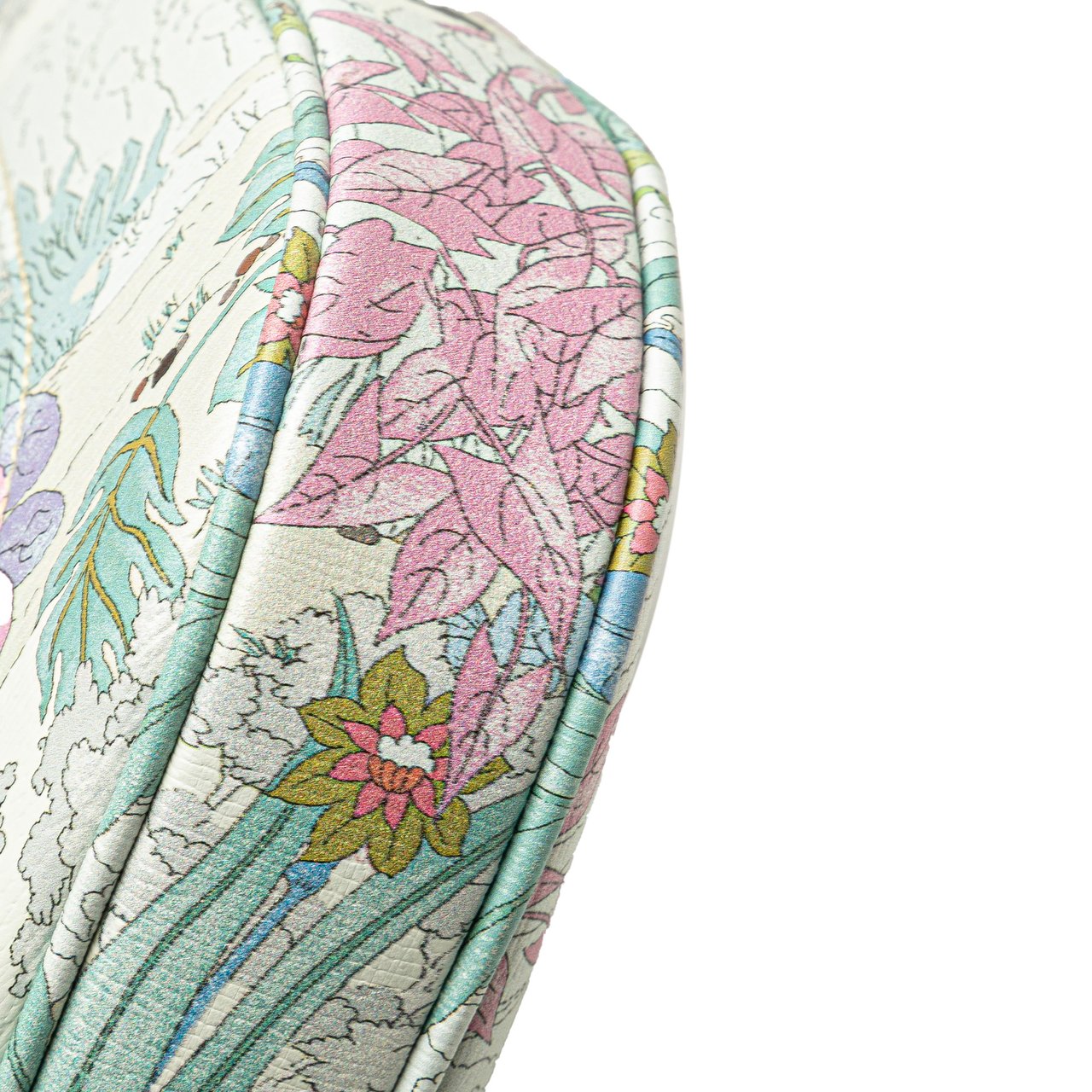 Gucci Yuko Higuchi Small Calfskin  Floral Print Jackie 1961 Wit