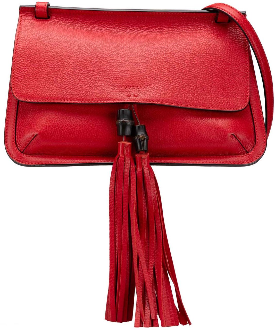 Gucci Medium Leather Bamboo Daily Crossbody Rood