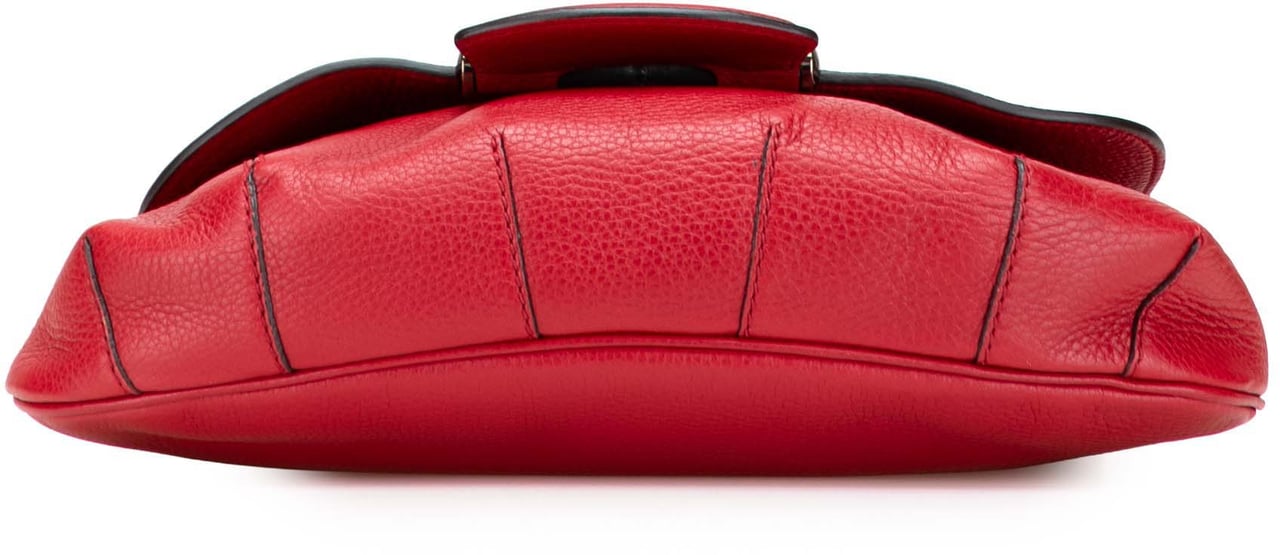 Gucci Medium Leather Bamboo Nouveau Fringe Crossbody Rood