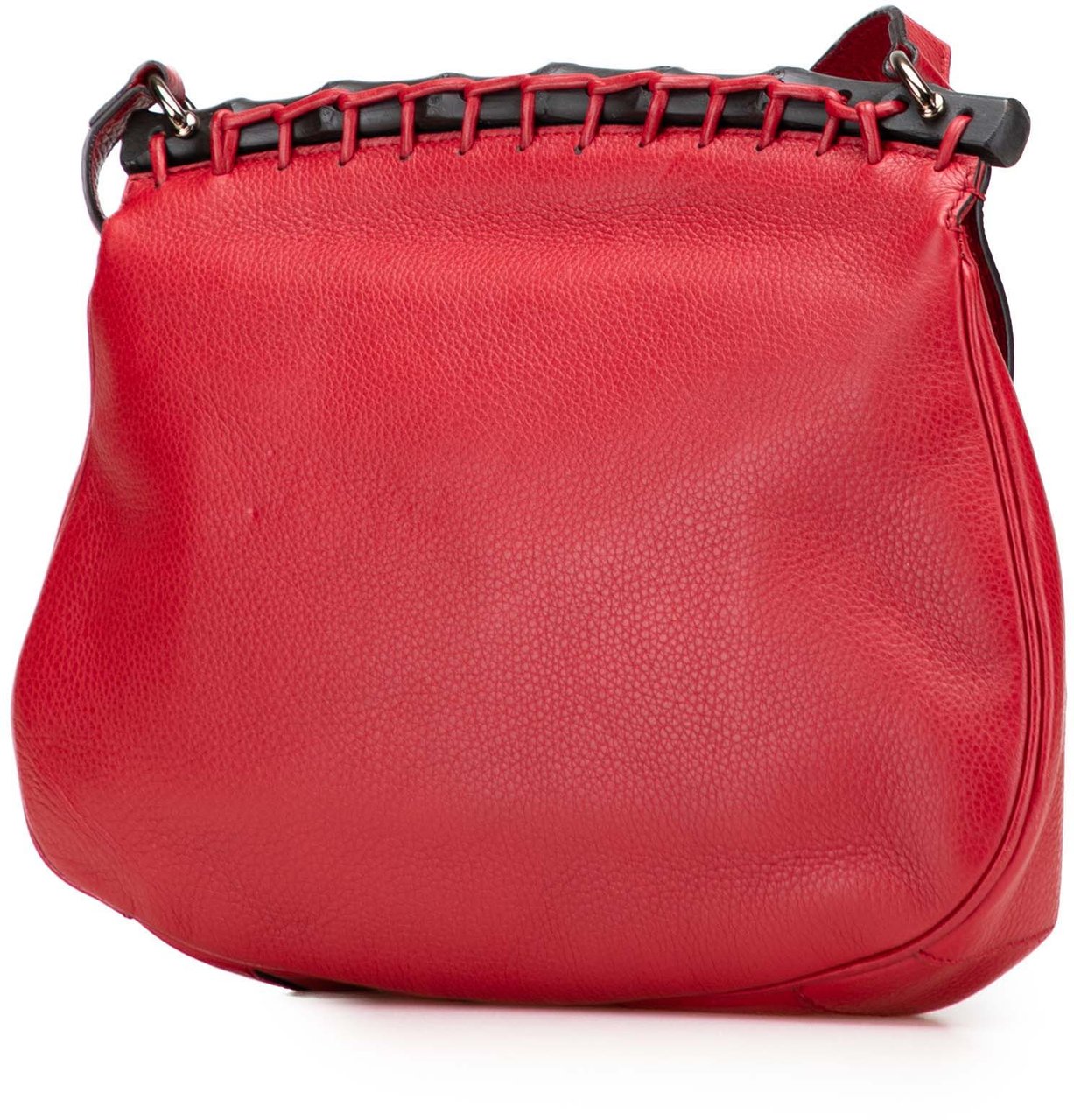 Gucci Medium Leather Bamboo Nouveau Fringe Crossbody Rood