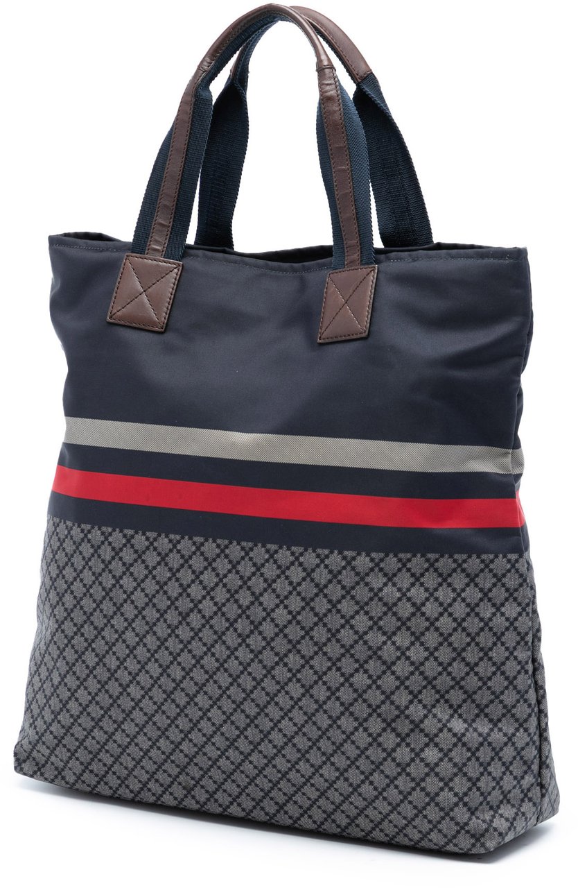 Gucci Diamante Web Nylon Tote Blauw