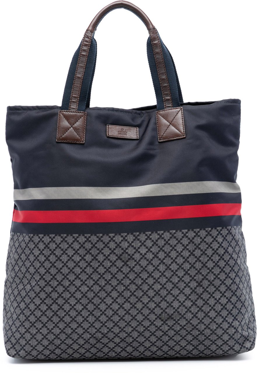 Gucci Diamante Web Nylon Tote Blauw