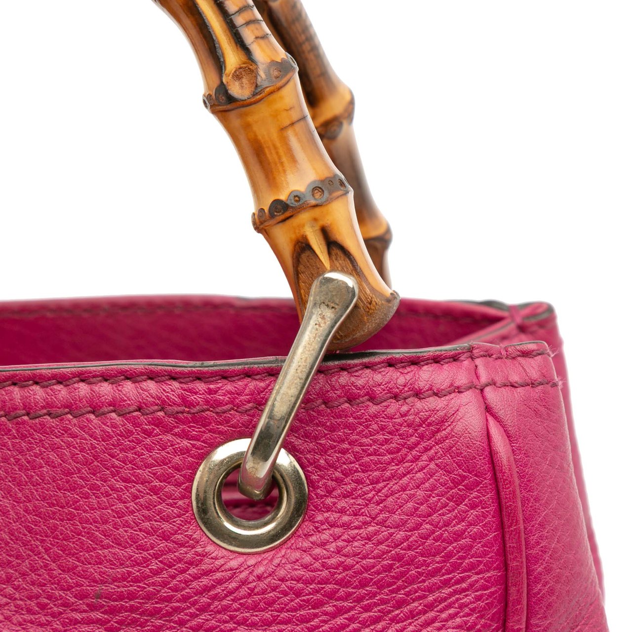 Gucci Small Calfskin Bamboo Shopper Satchel Roze