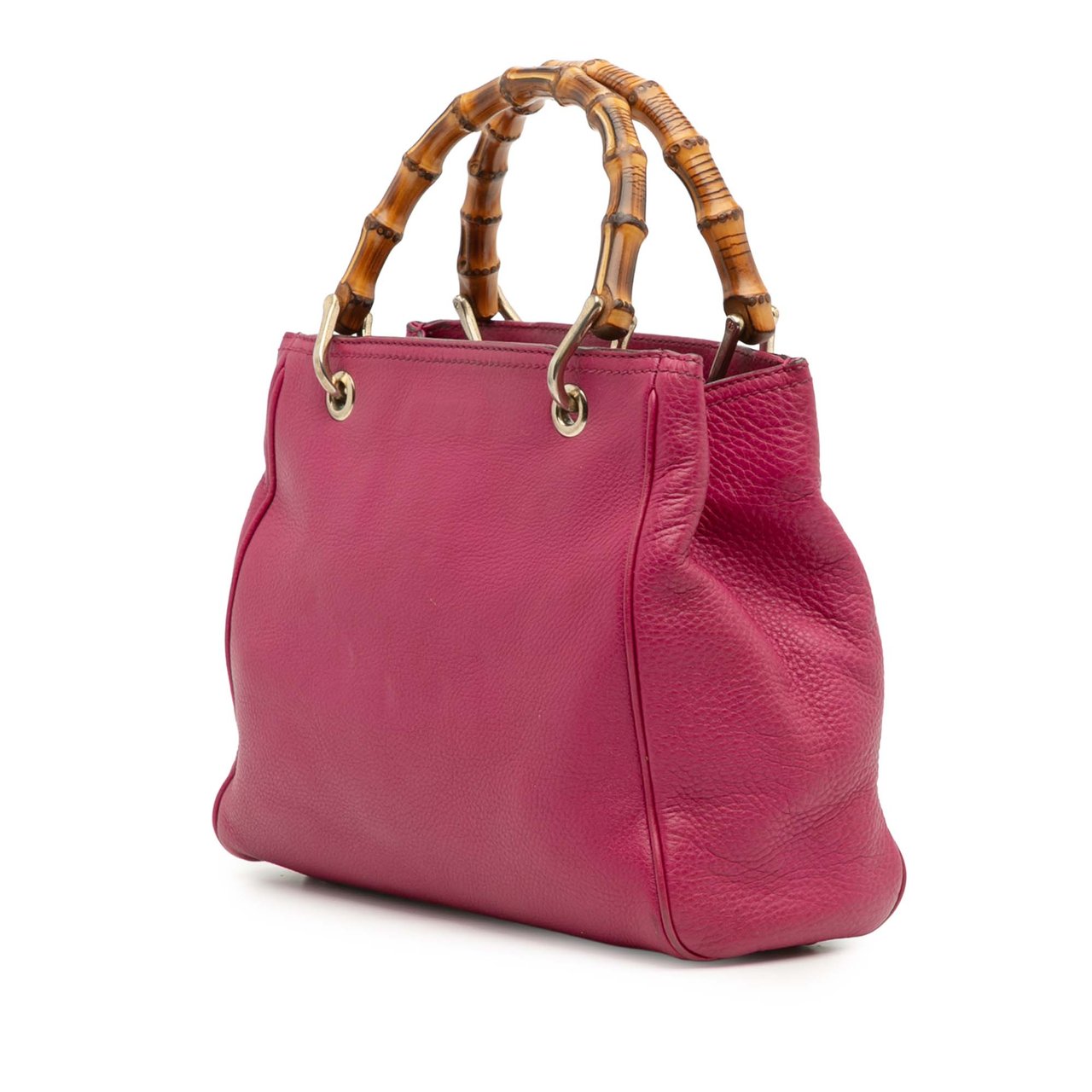 Gucci Small Calfskin Bamboo Shopper Satchel Roze
